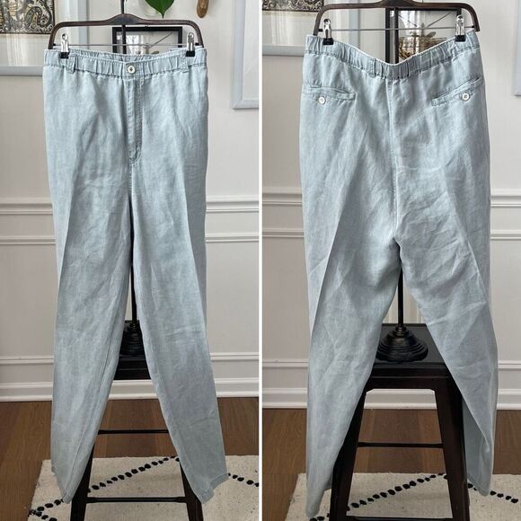 Tommy Bahama Relax Linen Trousers Pants Flat Front 2XB 48 Sage Green